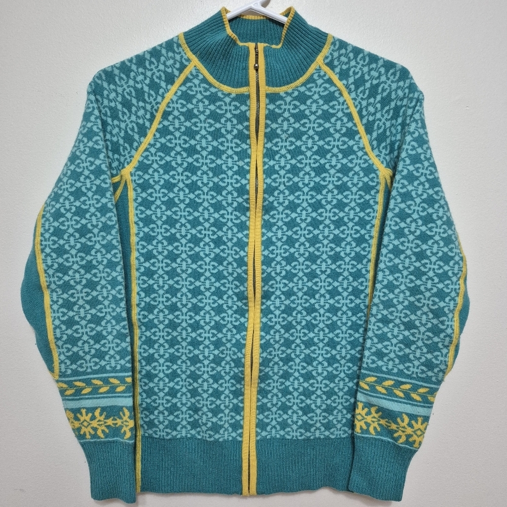 Cabela's Women's Quiet Luxury Nordic Teal Merino Wool Blend Cardigan Size Large